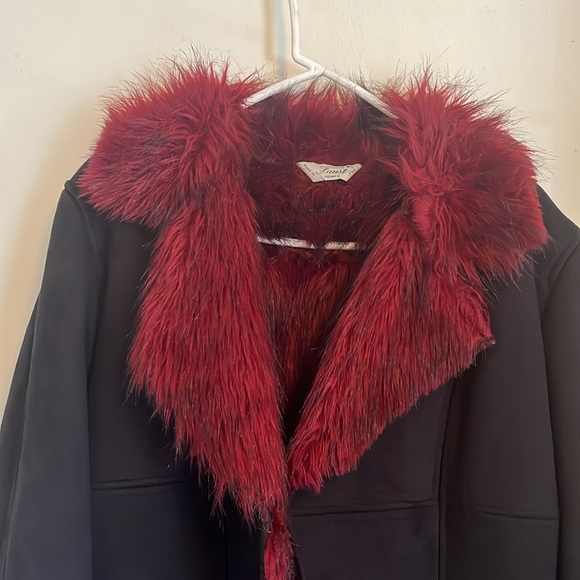 Faust coat. black with red faux fur lining. - Picture 2 of 13